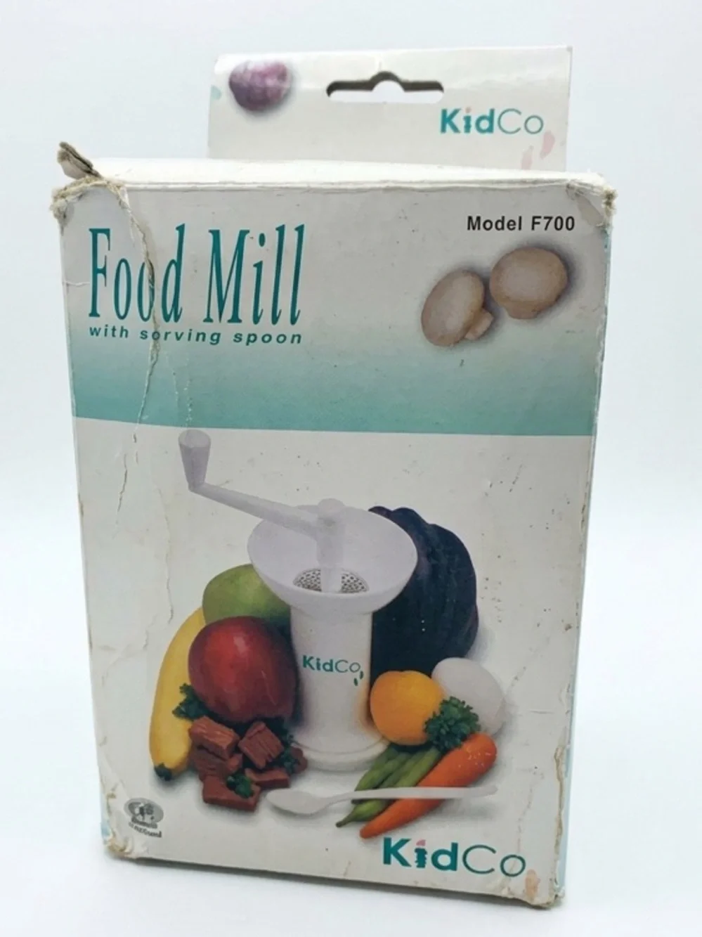 KidCo White Food Mill with Serving Spoon - Compact Kitchen Tool